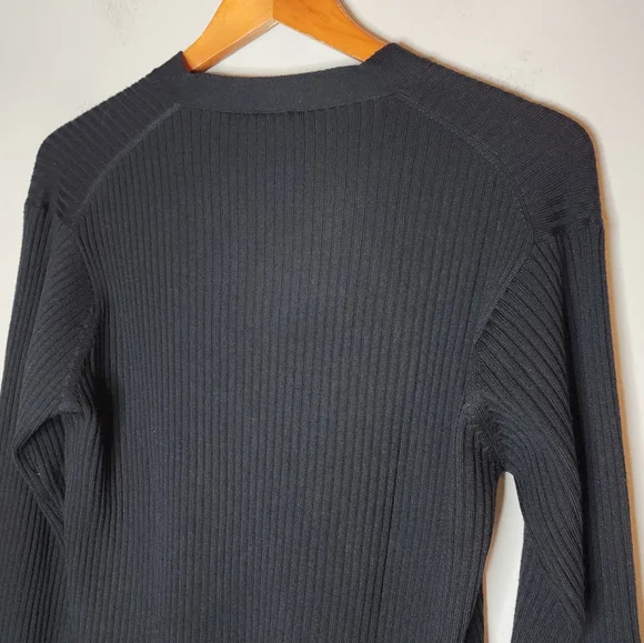 Armani Wool Black RibbedV-Neck Sweater Men's Sz Medium Giorgio Armani Collezioni